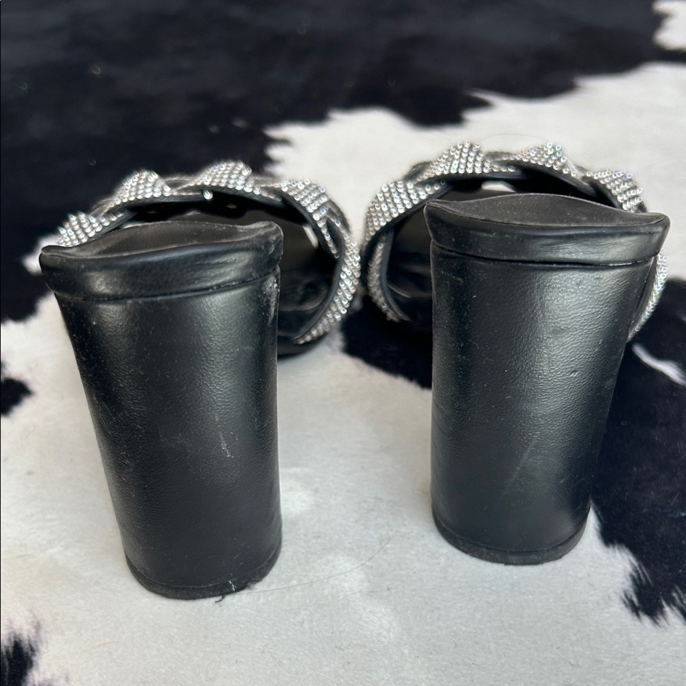 TOP Moda Black Braided Crystal Slide Mules - Picture 3 of 4